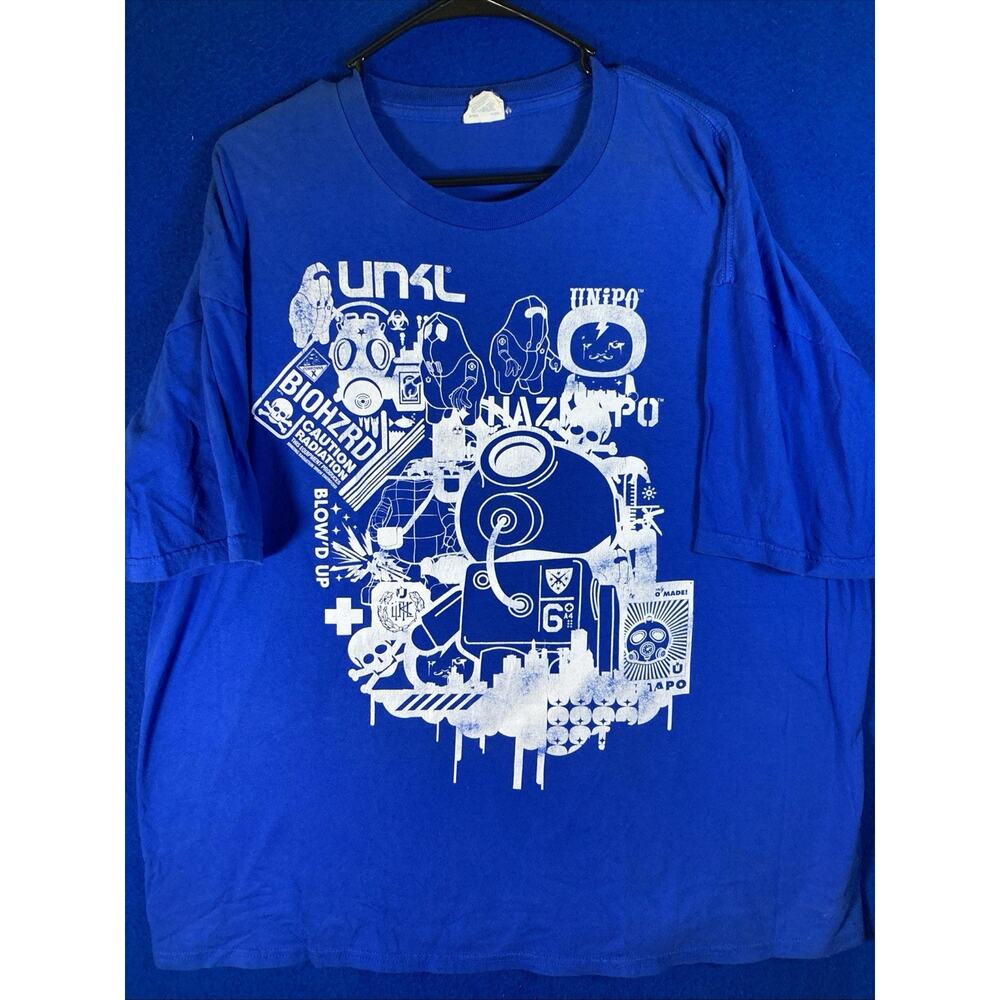 UNKL Blue T-Shirt Men's Size 2XL Biohazard Hazmapo Graphic Print Tee